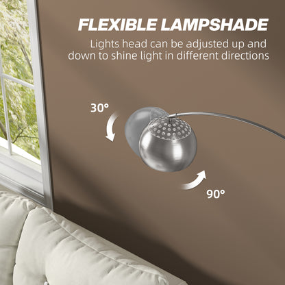 Arc Floor Lamp for Living Room, Free Standing Tall Lamp, Silver Tone
