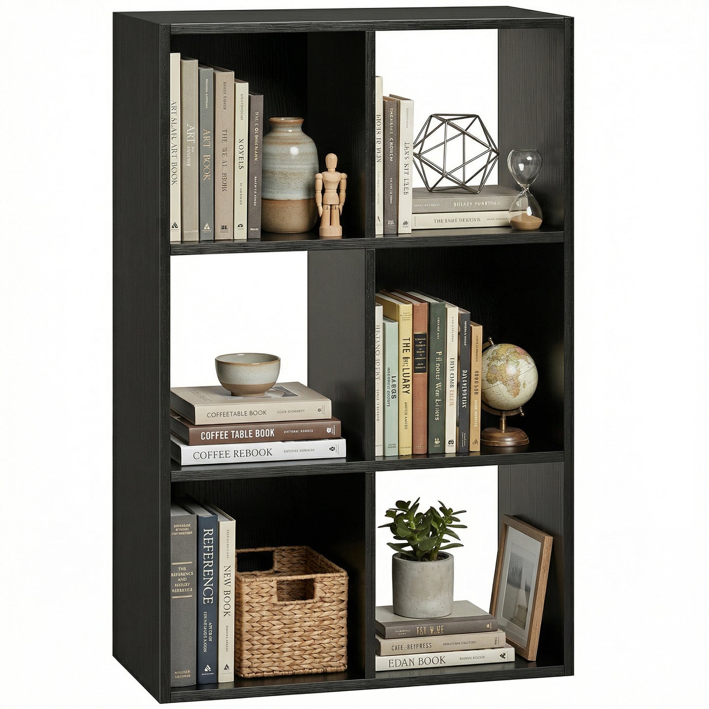 Industrial Storage Shelf, Bookcase, Bookshelf, Black Wood Effect