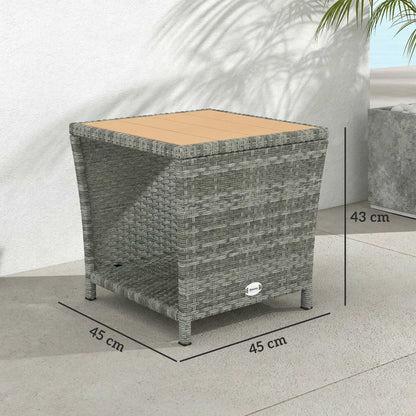 Side Table 2-Tier with Storage Shelf/Light Grey