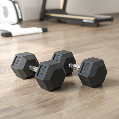 30KG Rubber Hex Dumbbell Portable Hand Weights for Home Gym