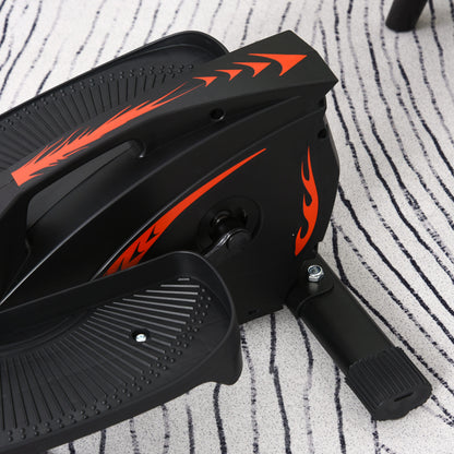 Mini Manual Elliptical Bike Under Desk Bike w/ LCD Monitor Anti-Slip Pedals Adjustable Resistance Home Compact Exercise Trainer