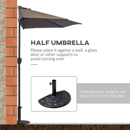 2.7m Metal Frame Garden Furniture Parasol Half Round Umbrella