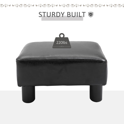 Ottoman Footrest Seat Chair Footstool Small PU Leather Home Office Black