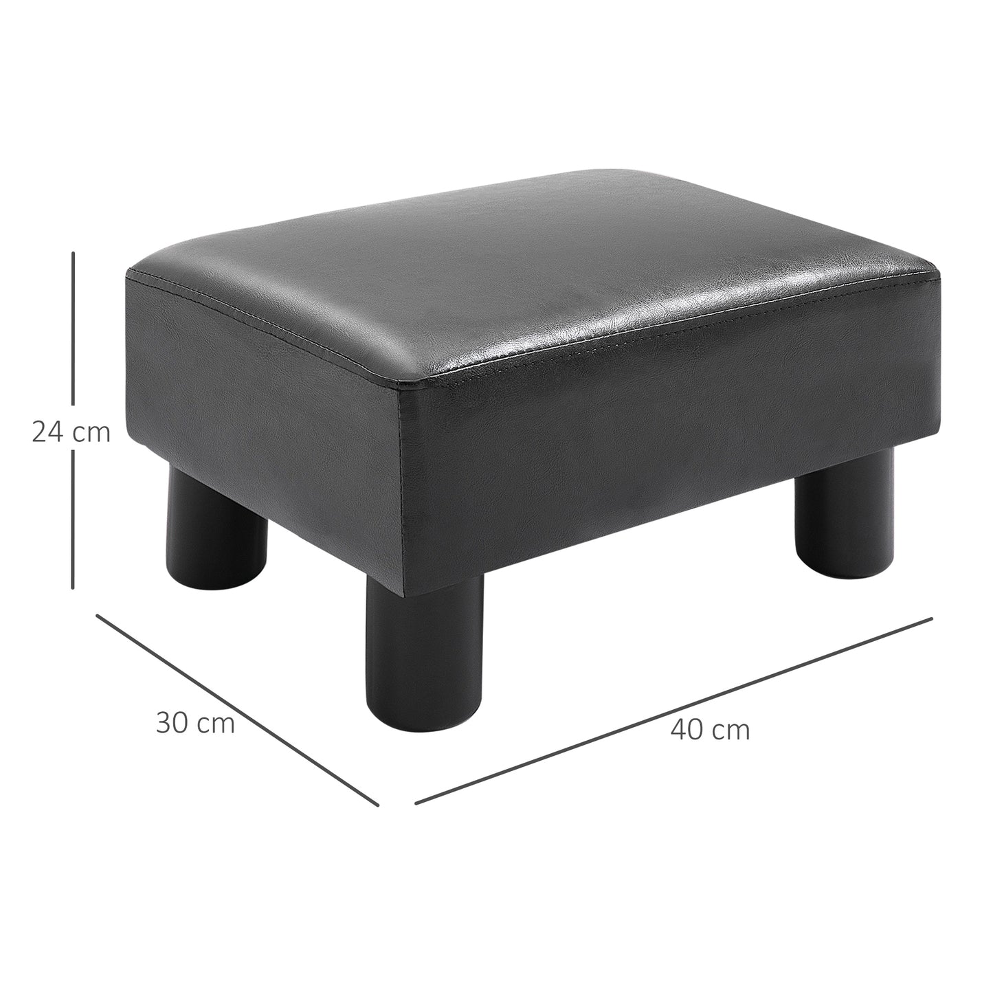 Ottoman Footrest Seat Chair Footstool Small PU Leather Home Office Black