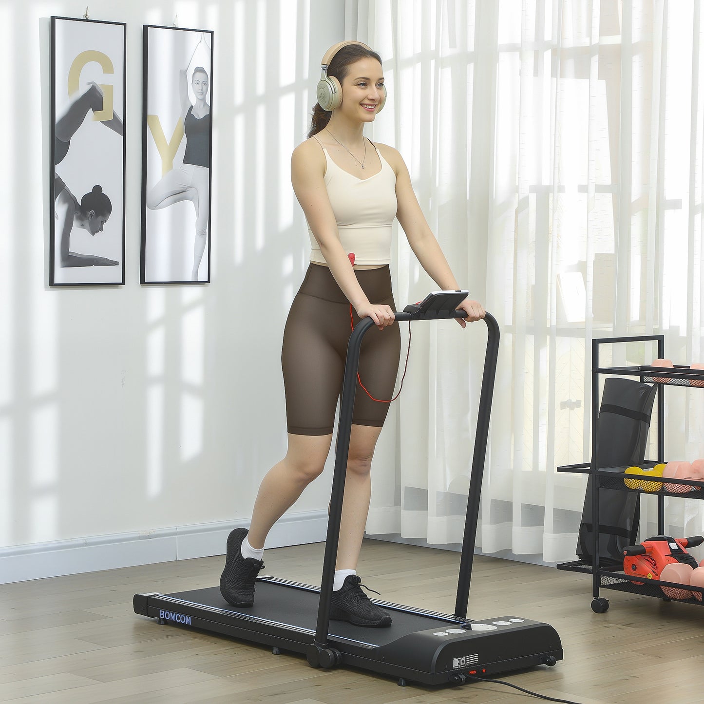 Foldable Walking Treadmill w/ LED Display, Blue