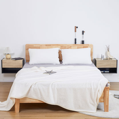 Modern Bedside Table Set of 2 with Drawer and Shelf