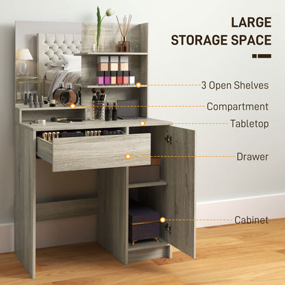 Dressing Table with Mirror and Stool, Makeup Desk for Bedroom