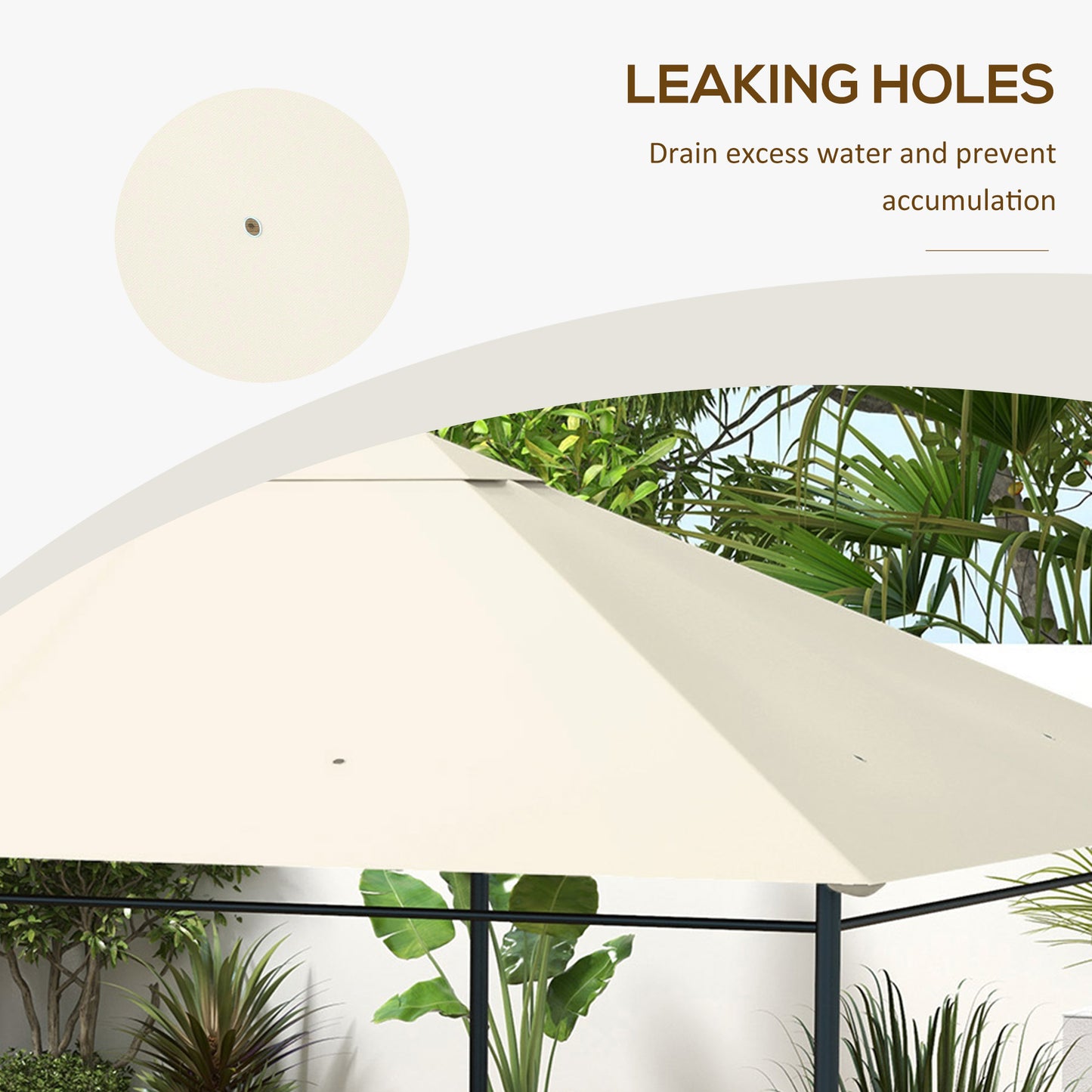 3 x 4m Gazebo Canopy Replacement Gazebo Roof Cover, Cream White