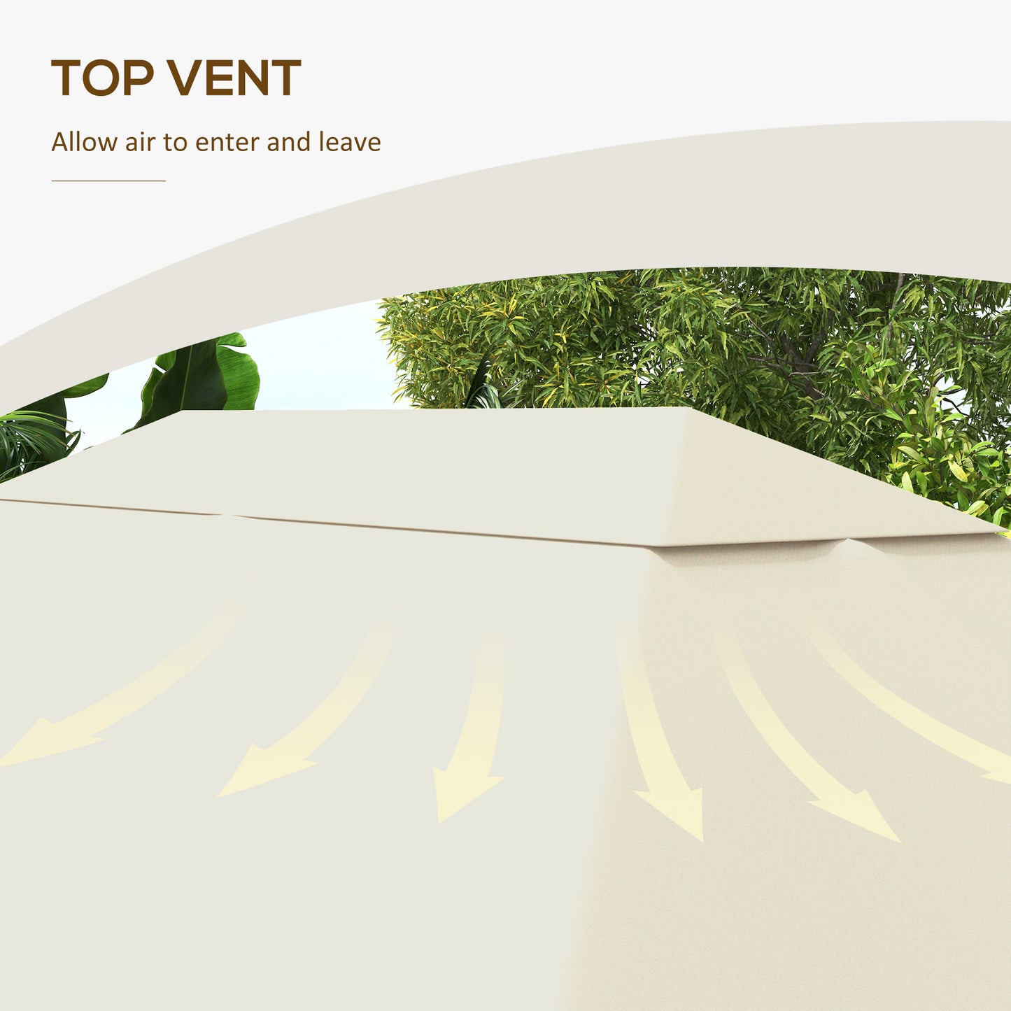 3 x 4m Gazebo Canopy Replacement Gazebo Roof Cover, Cream White