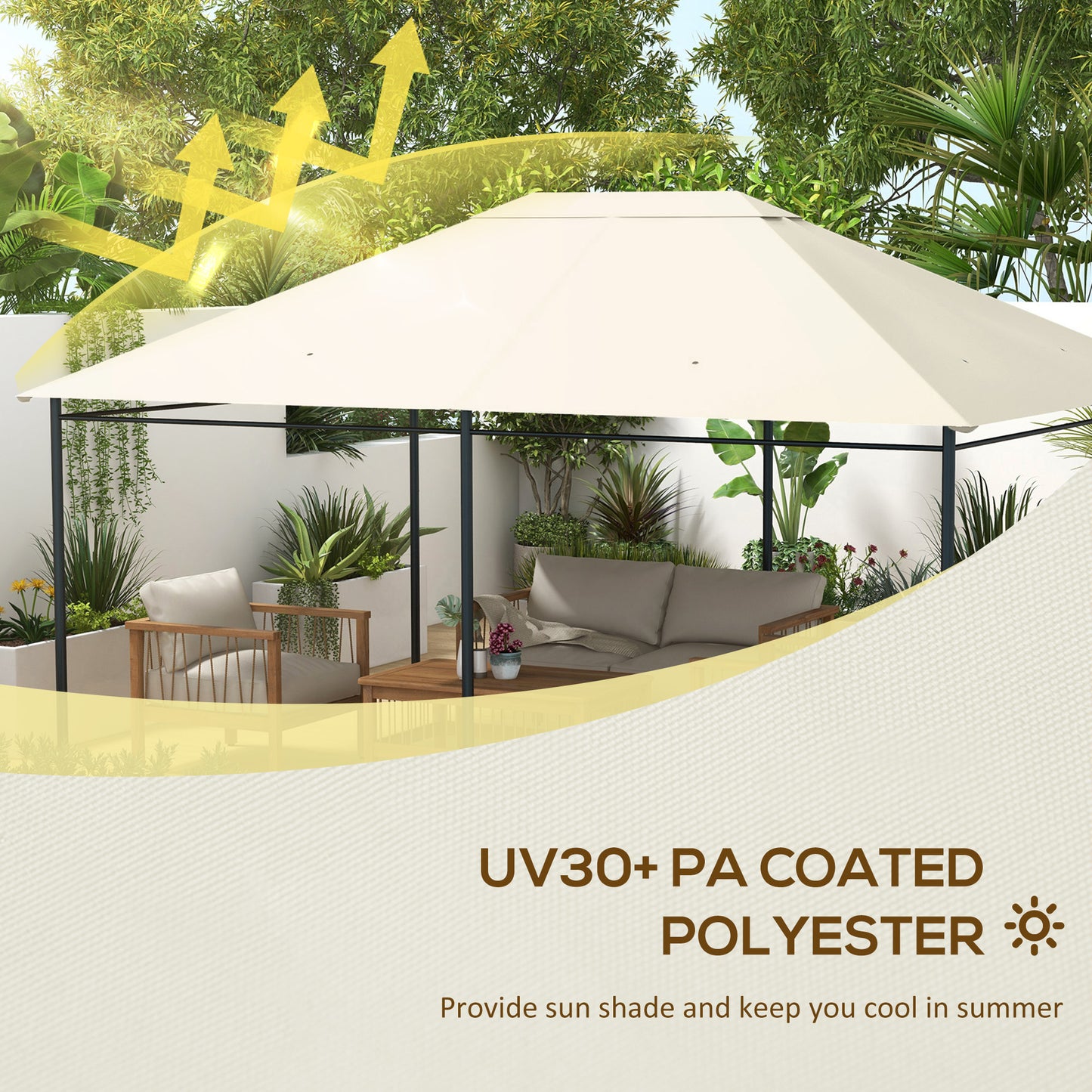 3 x 4m Gazebo Canopy Replacement Gazebo Roof Cover, Cream White
