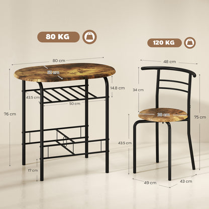 Breakfast Bar Table and Stools Set, Dining Room Set with Shelf