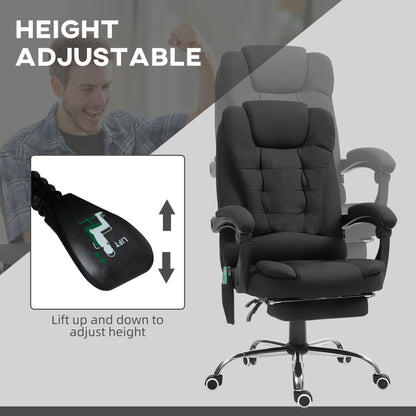 Ergonomic Heated 6 Points Vibration Massage Office Chair, Black