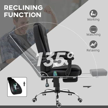 Ergonomic Heated 6 Points Vibration Massage Office Chair, Black