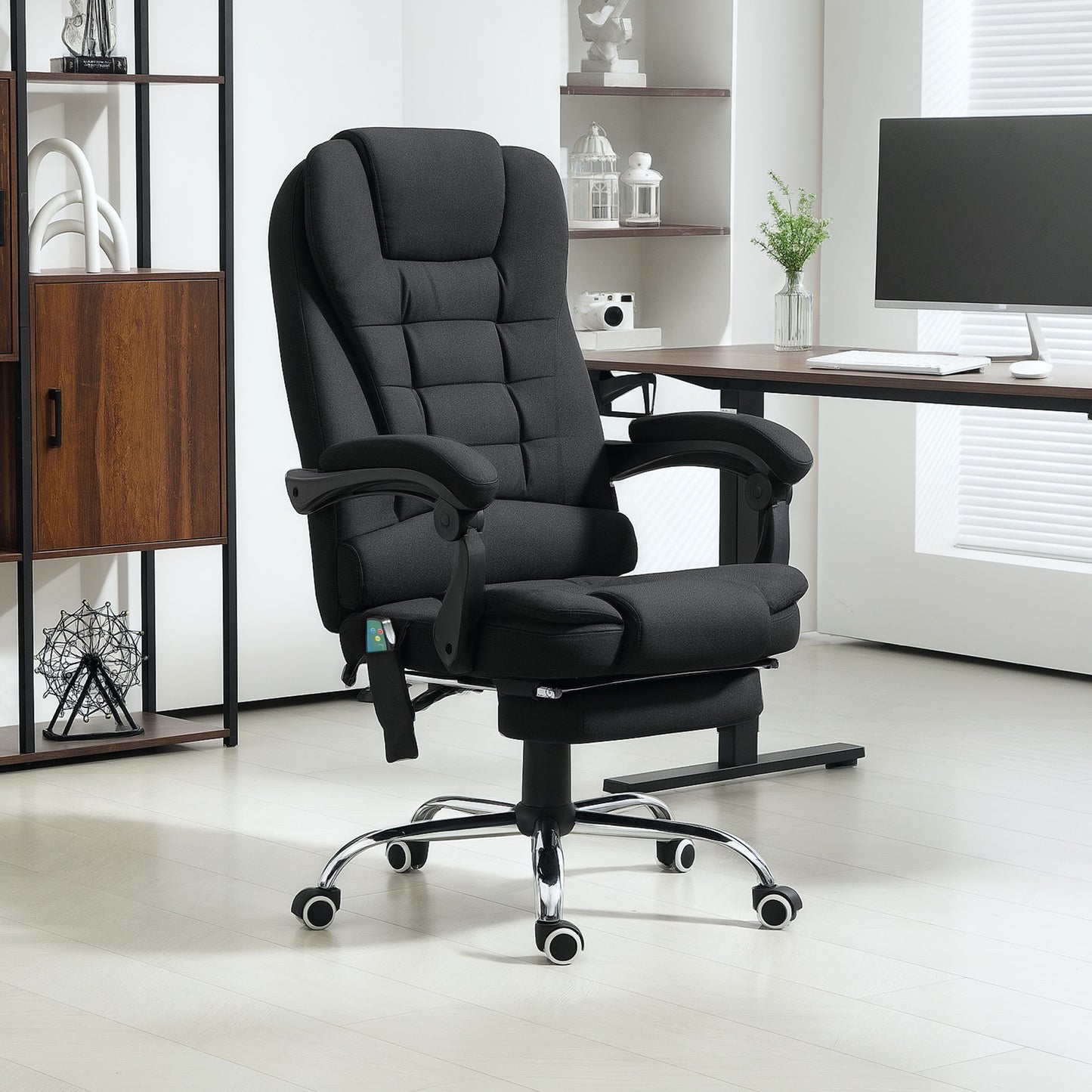 Ergonomic Heated 6 Points Vibration Massage Office Chair, Black