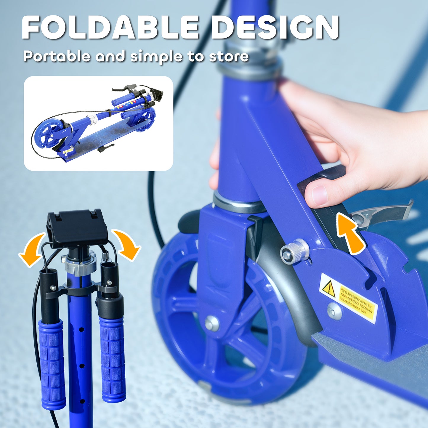 Scooter for Kids, Folding Kick Scooter w/ Adjustable Handle, Blue