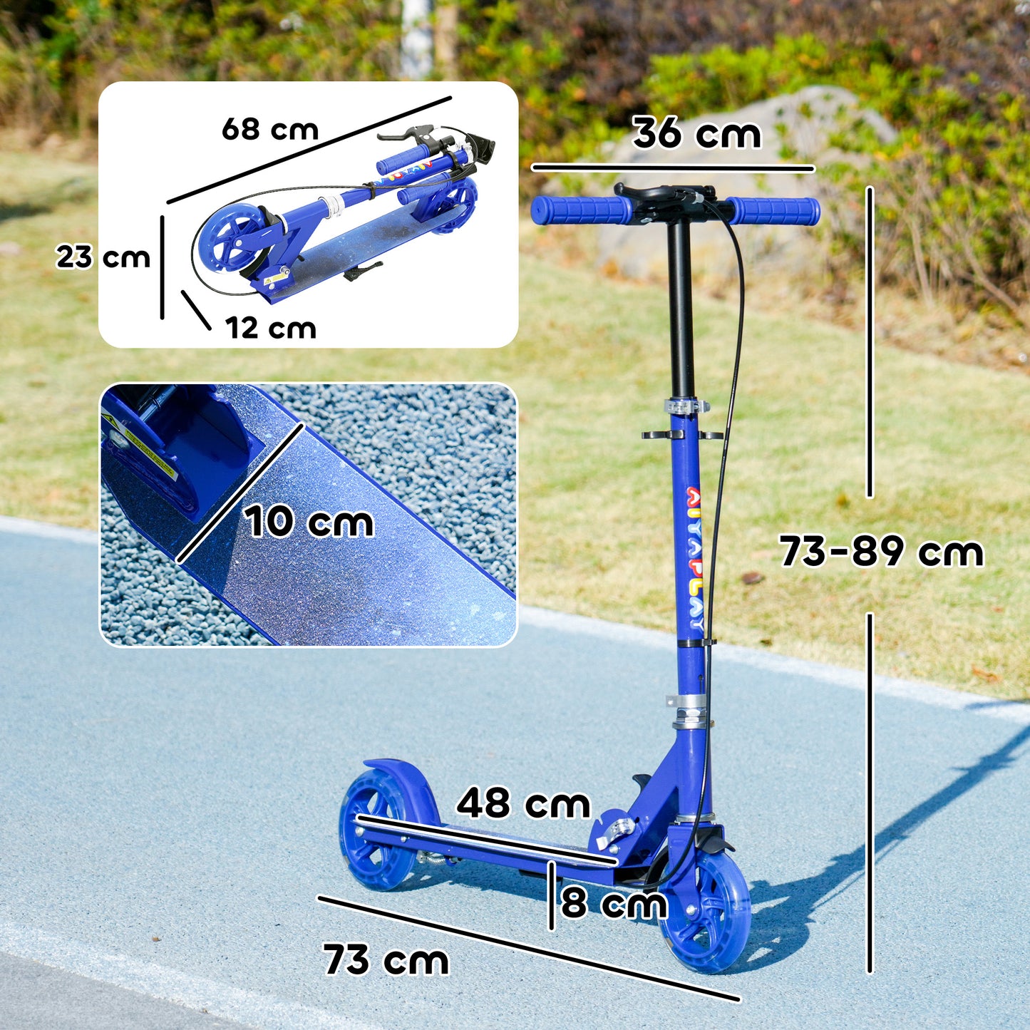 Scooter for Kids, Folding Kick Scooter w/ Adjustable Handle, Blue