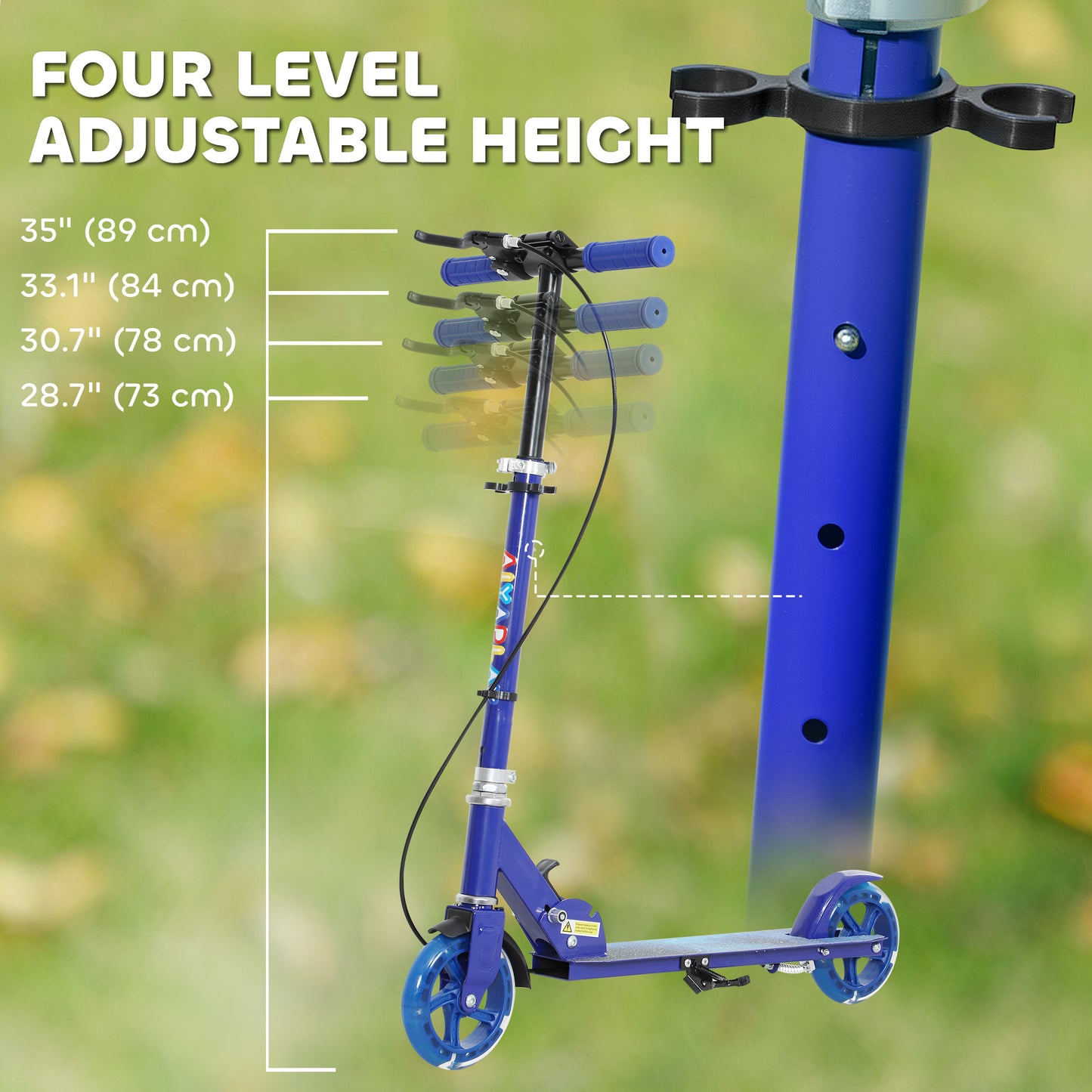 Scooter for Kids, Folding Kick Scooter w/ Adjustable Handle, Blue