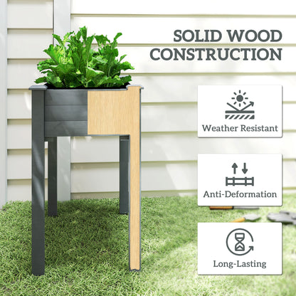 Garden Wooden Planter Flower Raised Bed, Dark Grey
