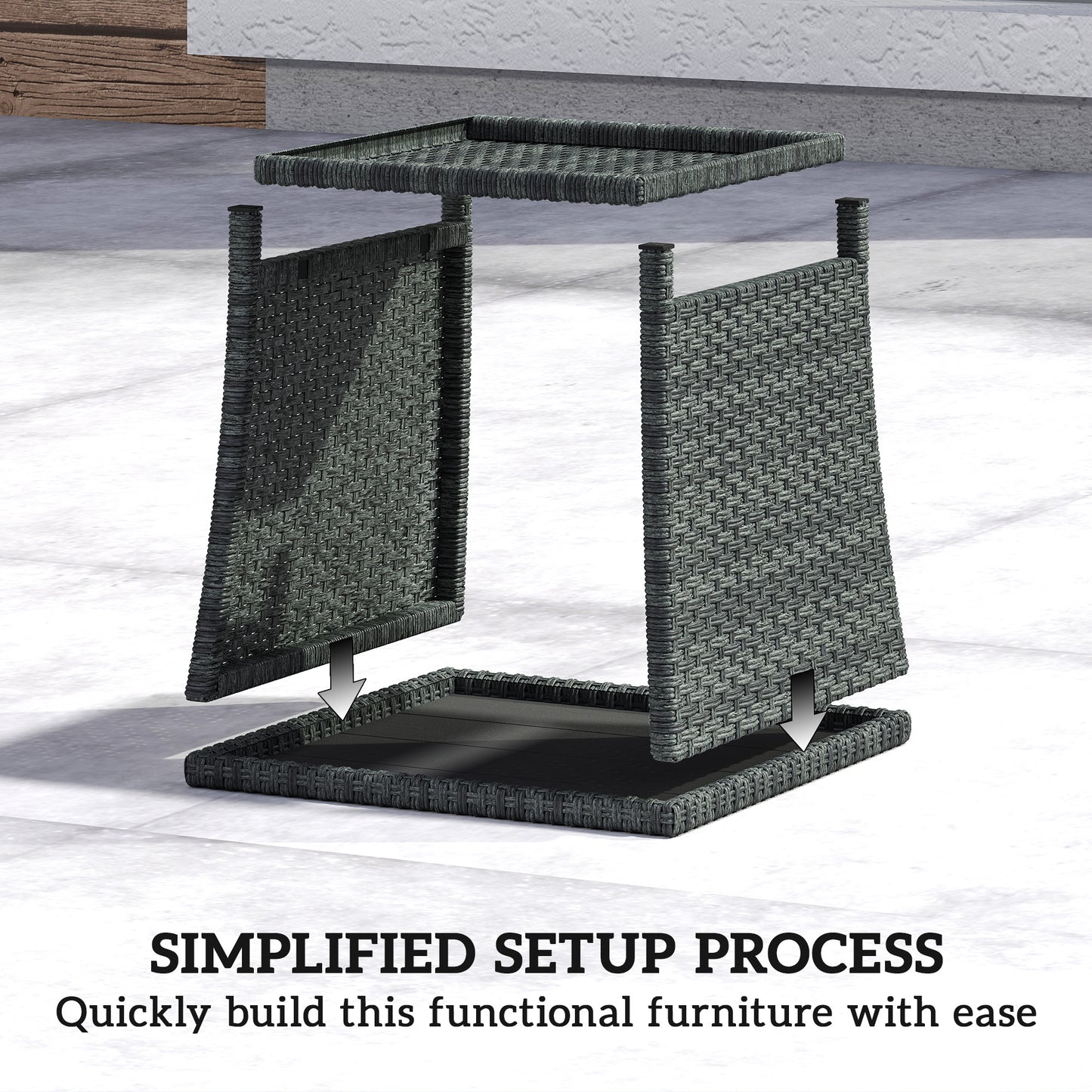 Side Table 2-Tier with Storage Shelf/Grey