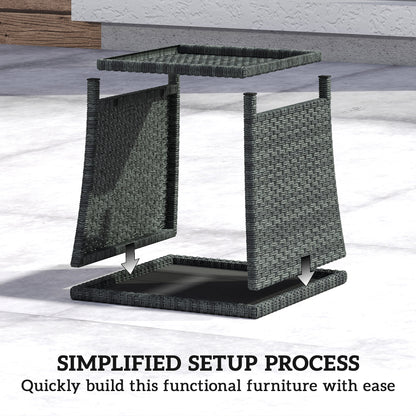 Side Table 2-Tier with Storage Shelf/Grey