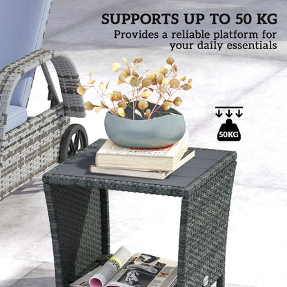 Side Table 2-Tier with Storage Shelf/Grey