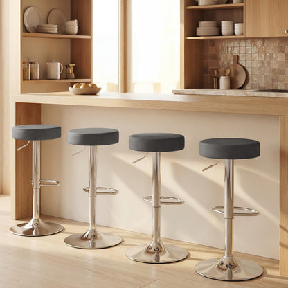 Bar Stools Set of 2, Height Adjustable Breakfast Bar Chairs, Grey