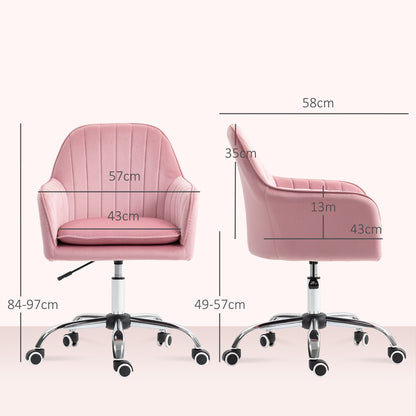 Office Chair, Swivel Desk Chair w/ Adjustable Height, Dark Pink