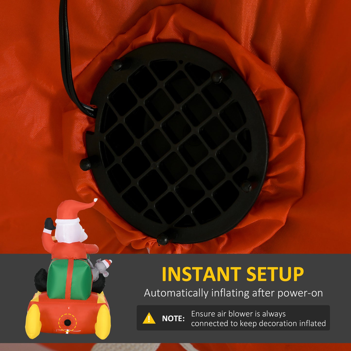 Inflatable Santa Claus with Sled and Reindeer Xmas Décor LED Lights