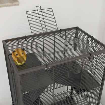 4-Tier Hamster Cage w/ Deep Tempered Glass Bottom, 60 x 40 x 80cm