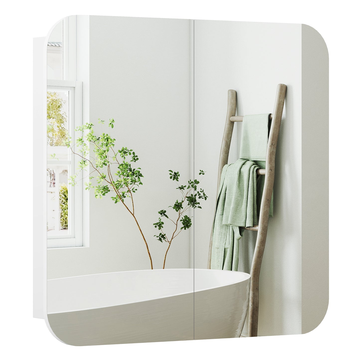 Arched Bathroom Mirror Cabinet, Wall Mounted Mirrored Cabinet