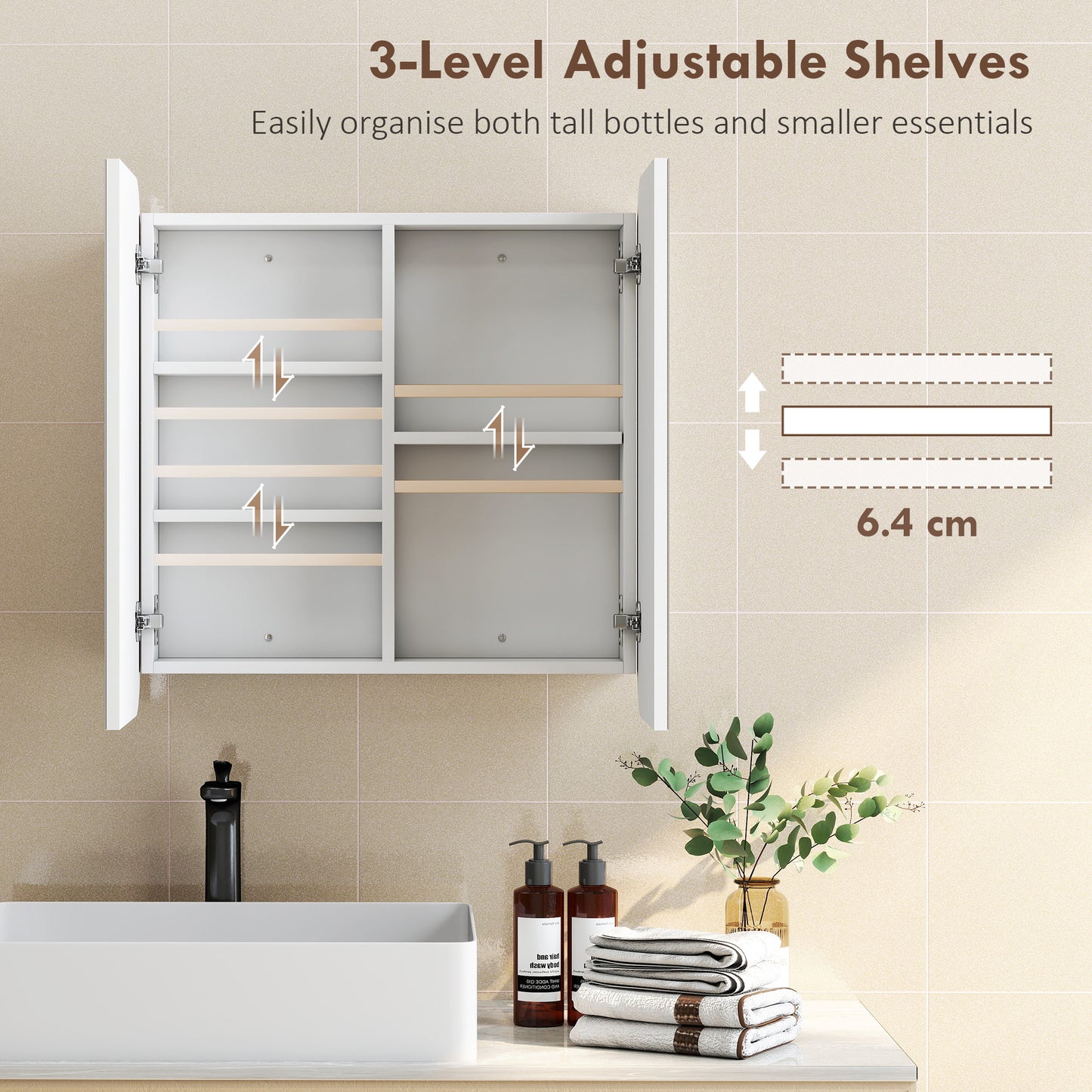 Arched Bathroom Mirror Cabinet, Wall Mounted Mirrored Cabinet