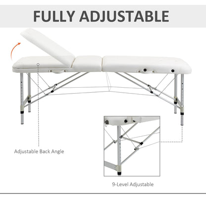 Portable PVC Massage Table Beauty Therapy Couch Bed Spa Aluminum White