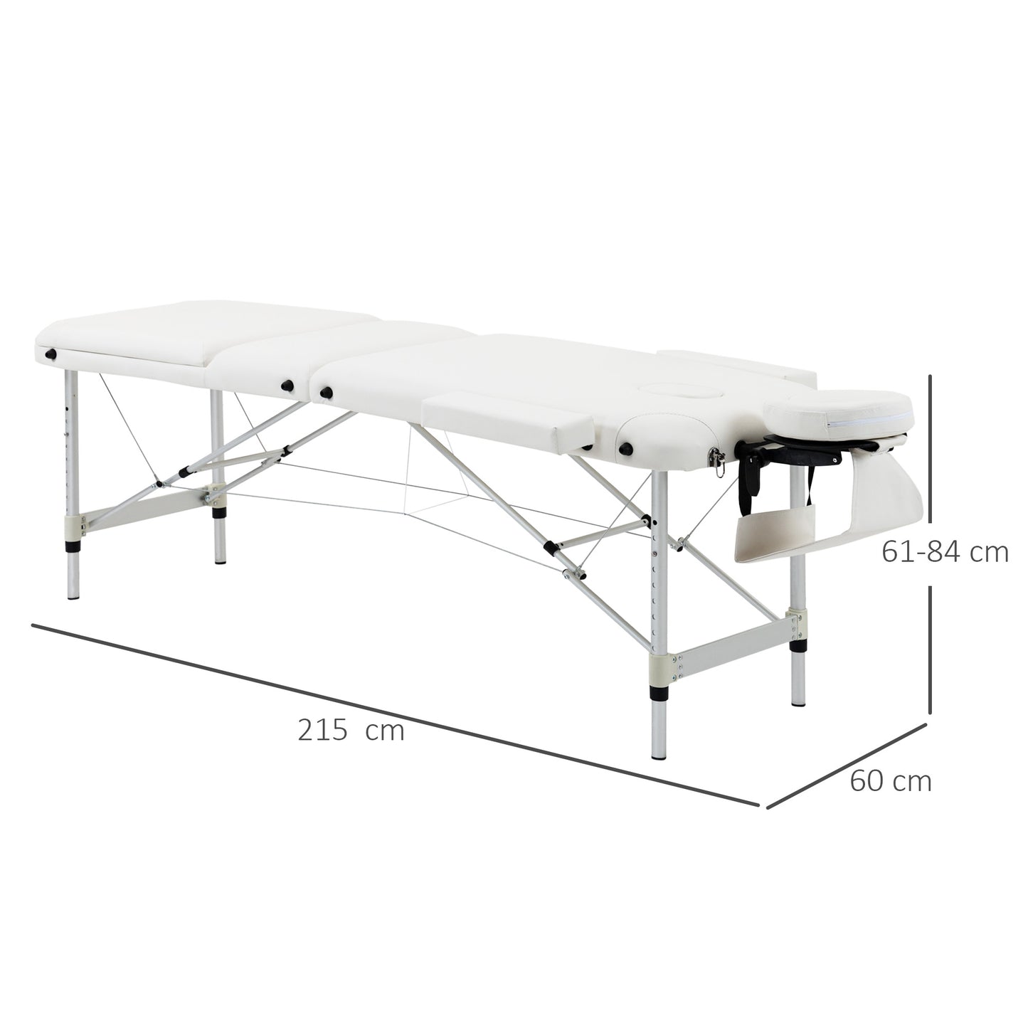 Portable PVC Massage Table Beauty Therapy Couch Bed Spa Aluminum White
