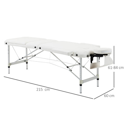 Portable PVC Massage Table Beauty Therapy Couch Bed Spa Aluminum White