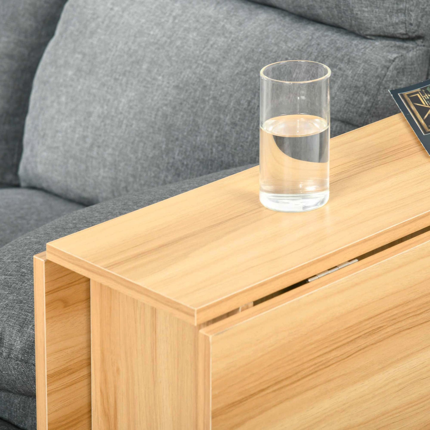 Foldable Dining Table with Storage Shelves for Kitchen, Dining Room