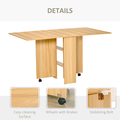 Foldable Dining Table with Storage Shelves for Kitchen, Dining Room