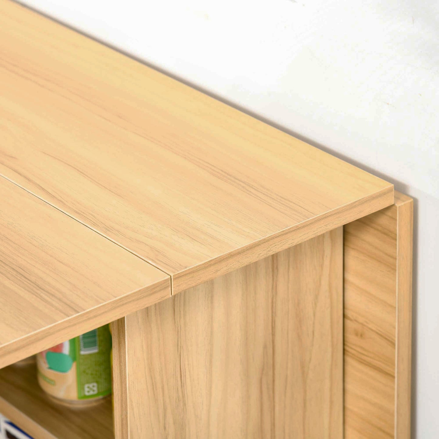 Foldable Dining Table with Storage Shelves for Kitchen, Dining Room