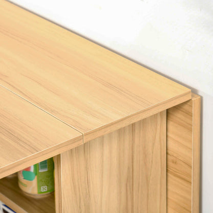 Foldable Dining Table with Storage Shelves for Kitchen, Dining Room