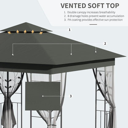 3 x 3(m) Garden Gazebo Marquee Tent Canopy Shelter Pavilion Grey