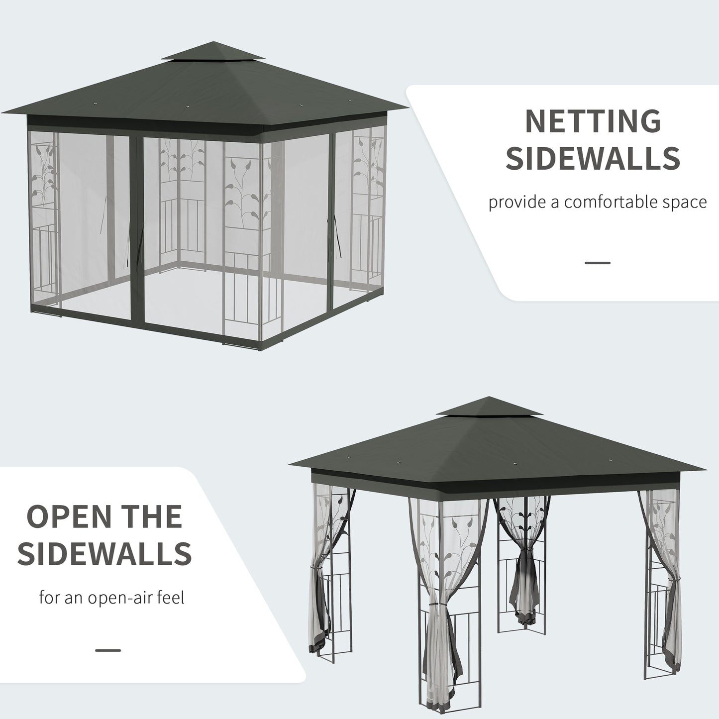3 x 3(m) Garden Gazebo Marquee Tent Canopy Shelter Pavilion Grey
