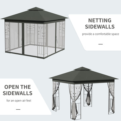 3 x 3(m) Garden Gazebo Marquee Tent Canopy Shelter Pavilion Grey