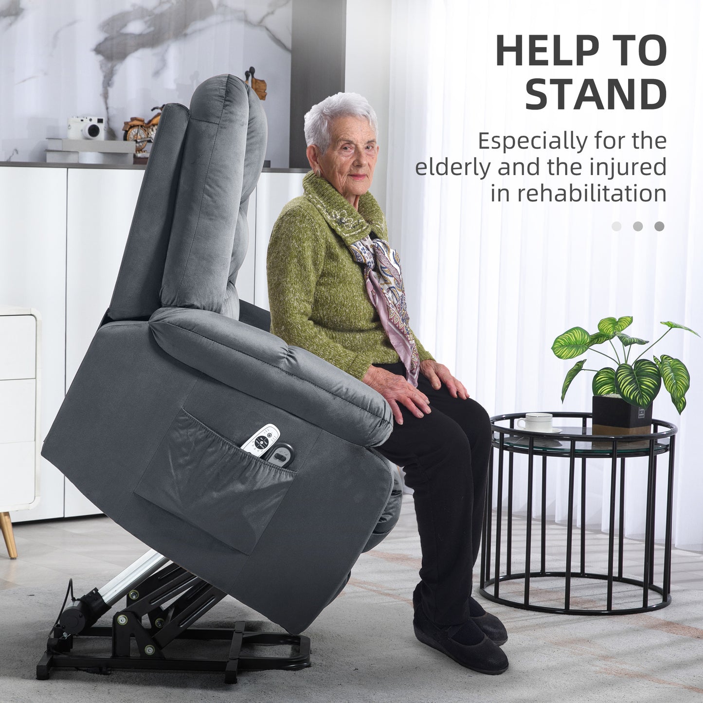 Lift Chair with Vibration Massage, Heat, Quick Assembly, Grey