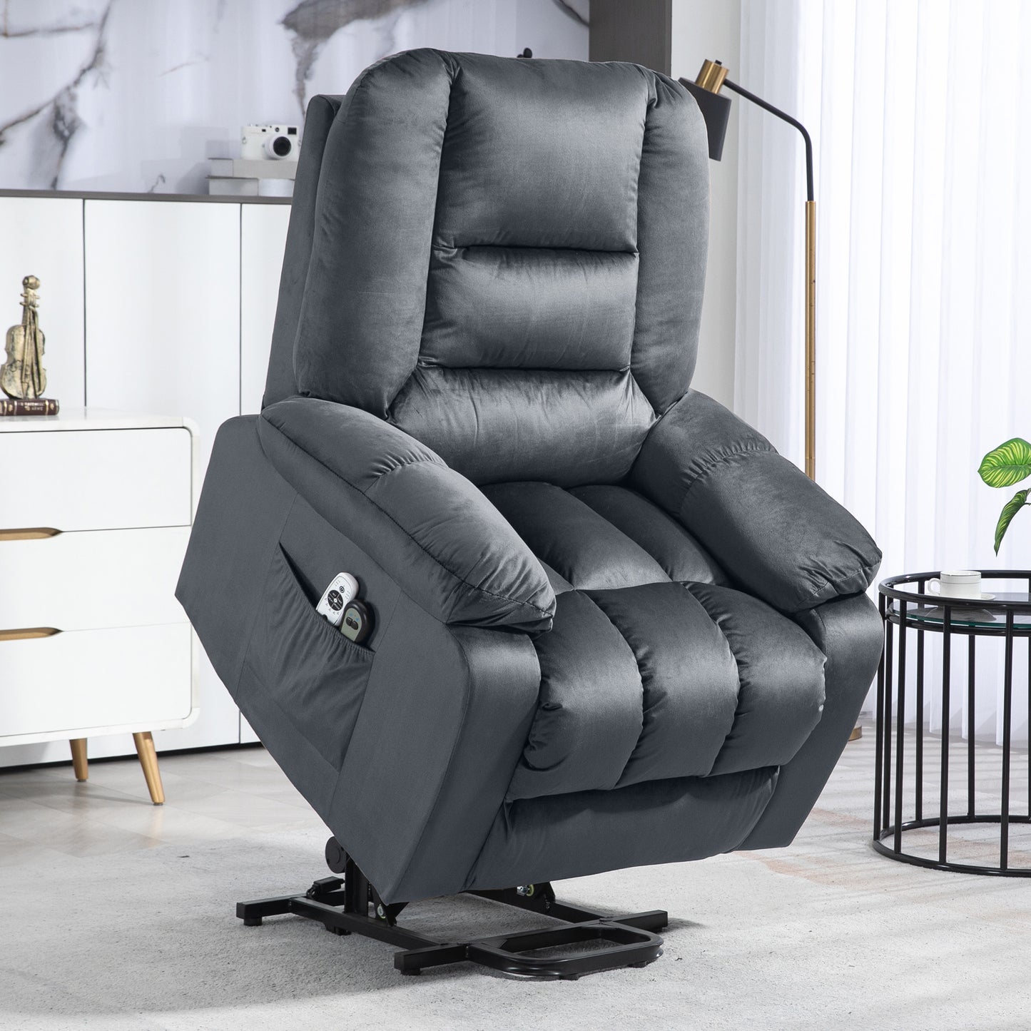 Lift Chair with Vibration Massage, Heat, Quick Assembly, Grey