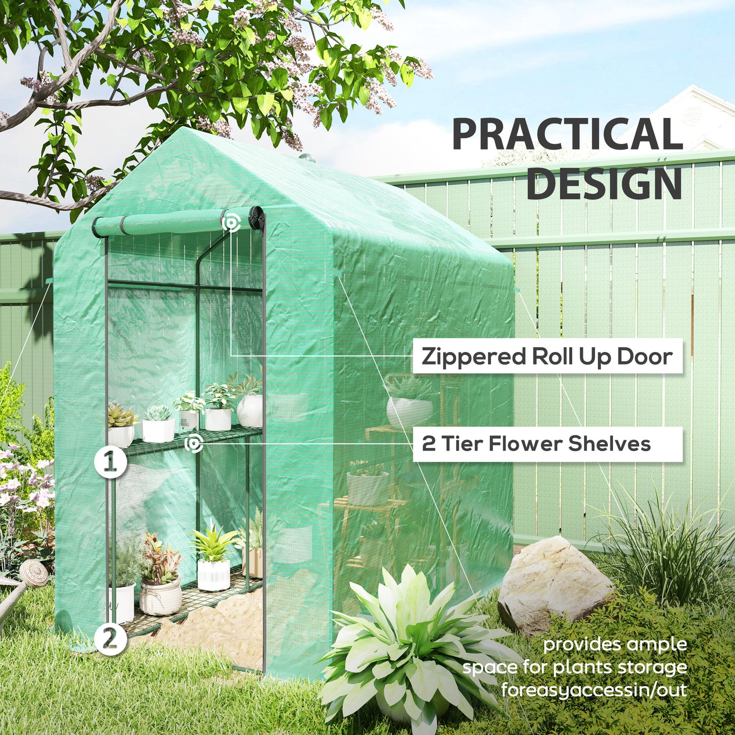 Walk in Greenhouse w/Shelves Steeple Grow House 120 x 186 x 190 cm