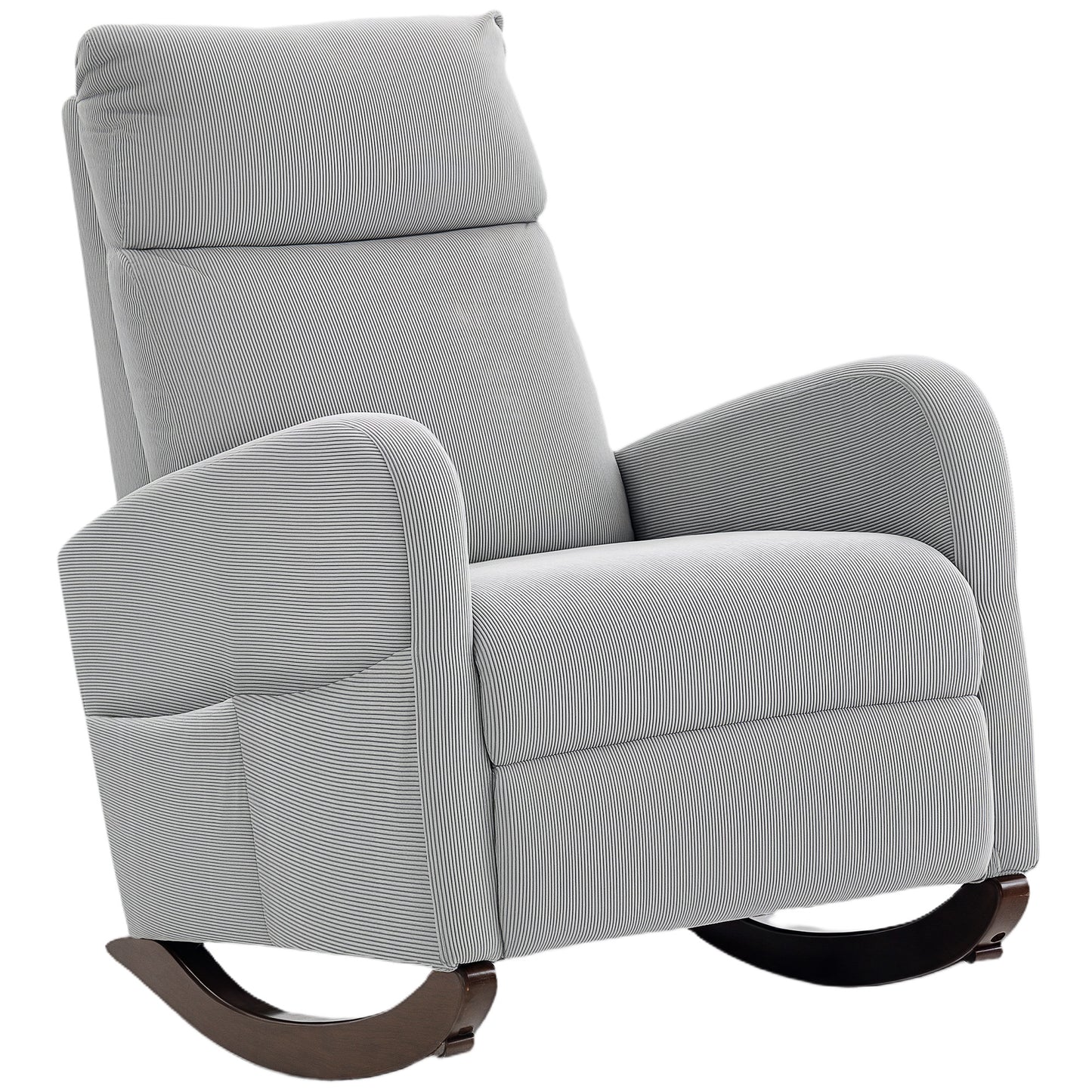 Modern High Back Corduroy Leisure Rocking Chair for Nursery, Grey