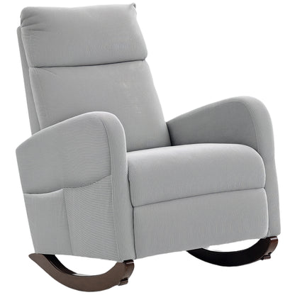 Modern High Back Corduroy Leisure Rocking Chair for Nursery, Grey
