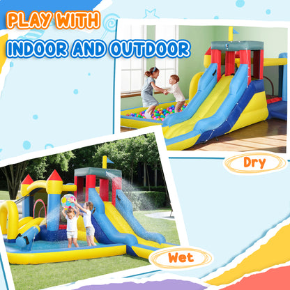 Inflatable Bouncy Castle, Water Bounce House 6 in 1 with Blower