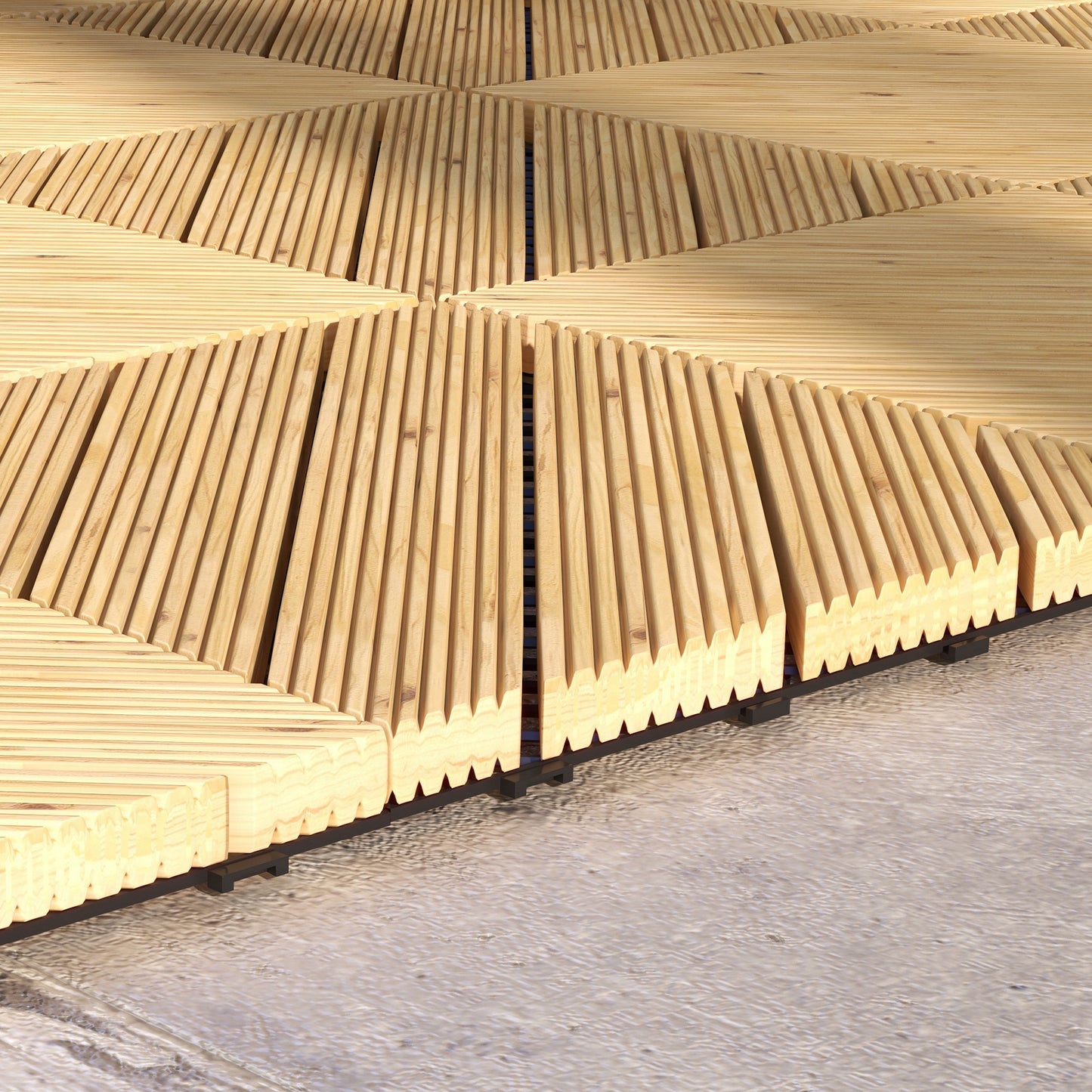 9 Pcs Garden Decking Tiles Wooden Outdoor Flooring Tiles for Patio, Balcony, Terrace, Hot Tub, Yellow