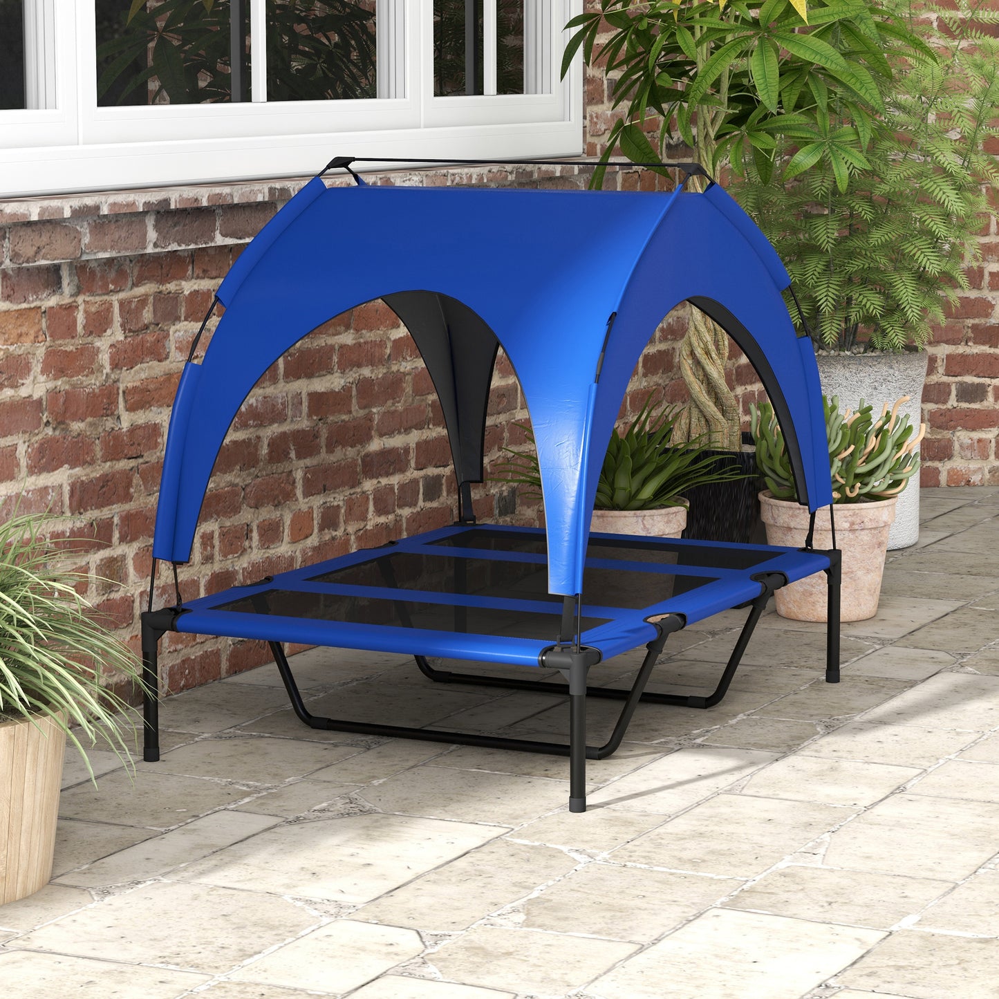 Cooling Raised Pet Bed w/ Washable Breathable Mesh, for Large Dogs, 106 x 76 x 94cm - Blue