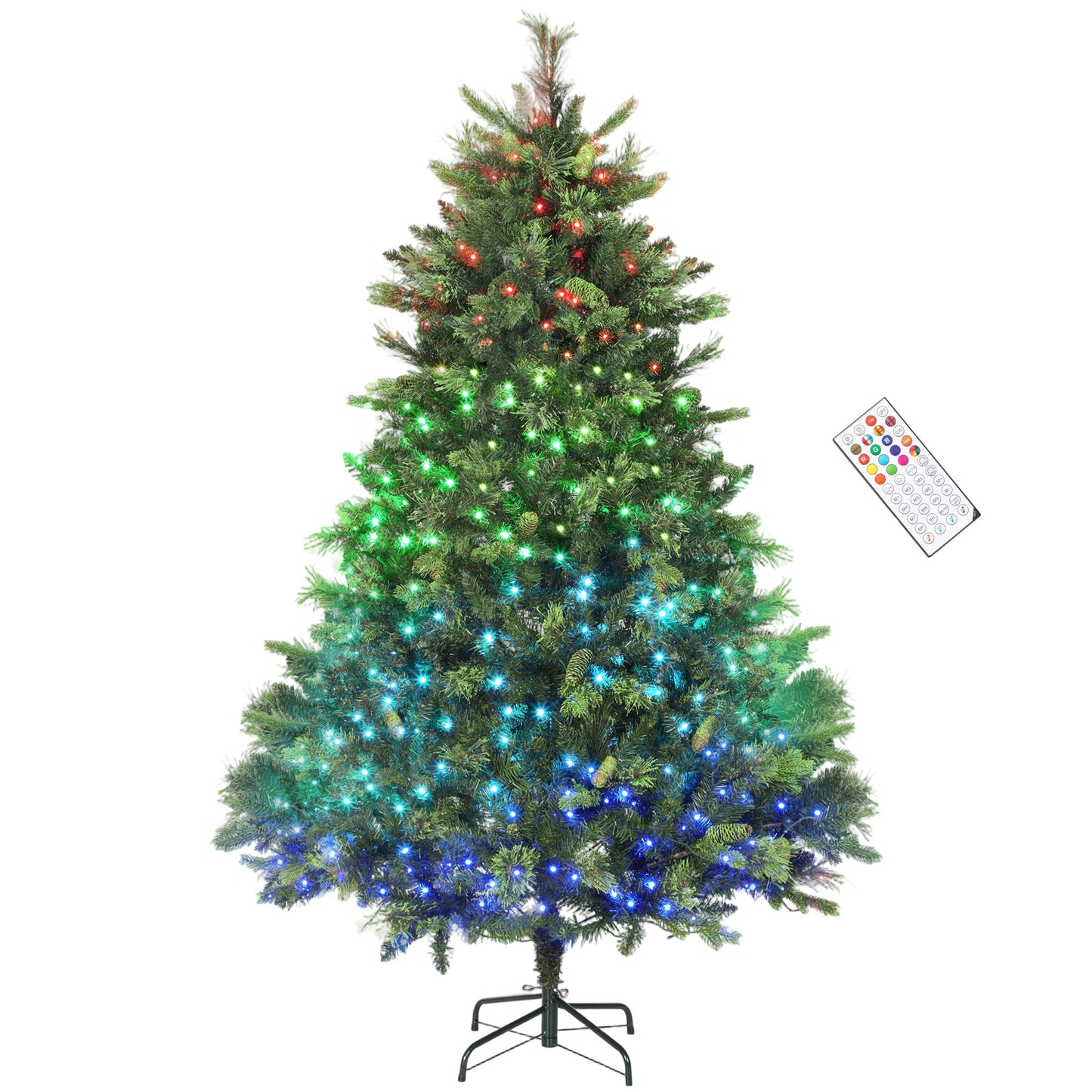 180cm Christmas Tree with Colourful DIY LEDs, Remote, Carolina Pine